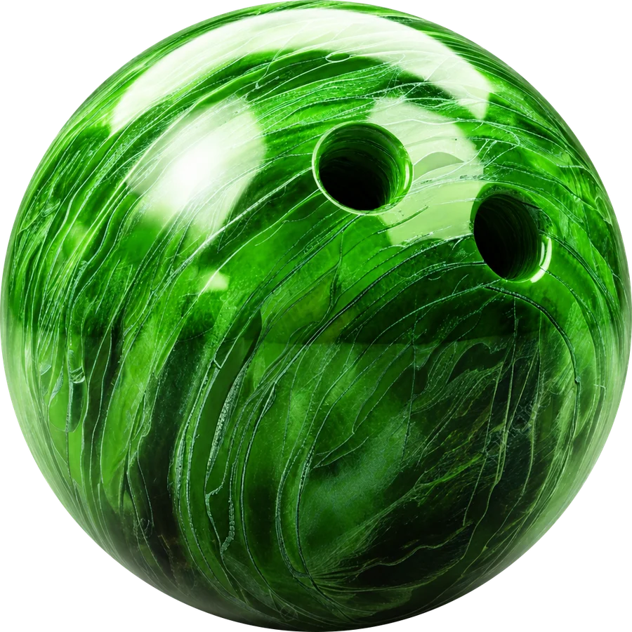 A green marbled house ball from the Bowl.inc racks